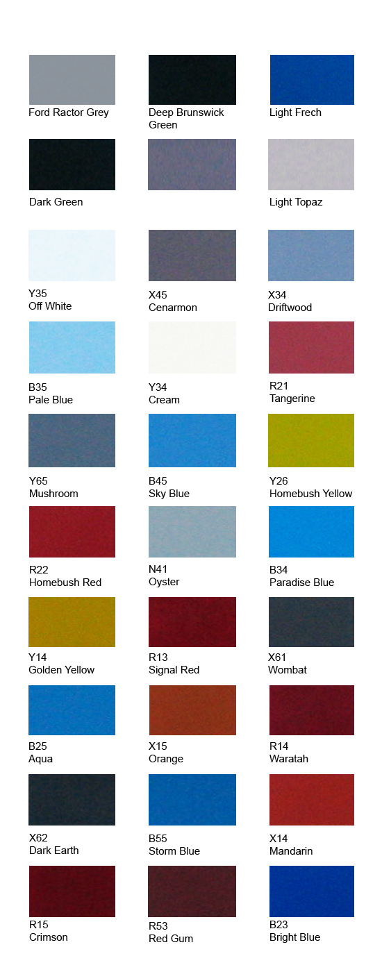 Two Pack Colour Chart