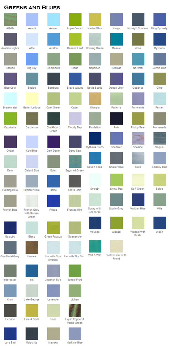 Two Pack Colour Chart